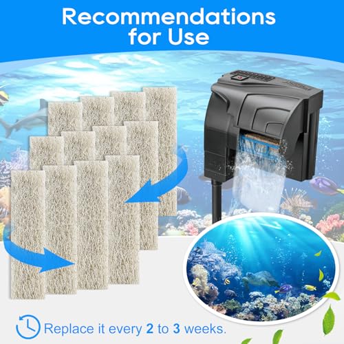 12PCS Ammonia Reducer Filter Pads Compatible with Aqueon Filter 10, Fish Tank Filters Replacement Filter Cartridges for Aqueon Quietflow LED PRO & SmartClean Aquarium Fish Tank Power Filter