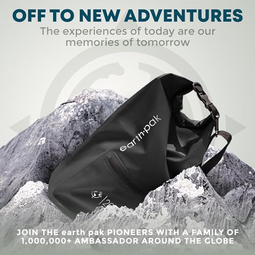 Earth Pak Waterproof Dry Bag with Zippered Pocket - Waterproof Dry Bag Backpack Keeps Gear Dry - color: Black, size: 10L