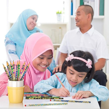 Cinrobiye 100 PCS Ramadan Pencils Eid Mubarak Wood Pencils with Eraser Ramadan Mubarak Party Gifts Stationery Pencil Bulk for Adult School Classroom Office Giveaways Prizes Islamic Party Supplies - style: Mubarak100