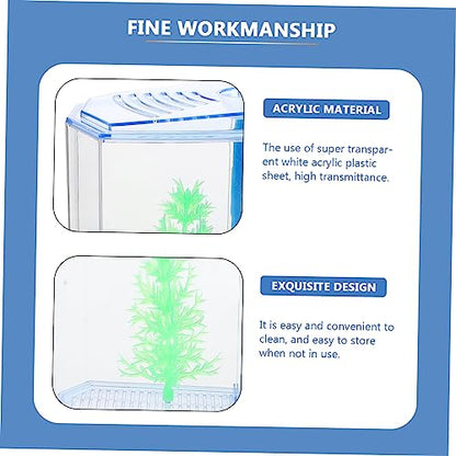KOMBIUDA Acrylic Fish Tank Breeding Box for Small Fish with Transparent Dual Compartments Desktop Aquarium Nursery for Goldfish Shrimp and Fry Practical Accessory
