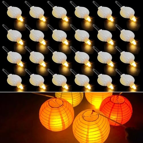 ZGWJ 24 Pack Mini LED Lights for Paper Lanterns, Warm White Hanging Lights - color: Warm White, size: 24P