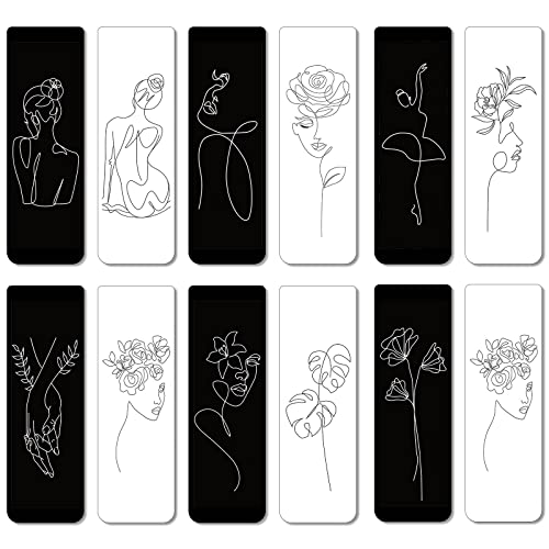 Outus 24 Pcs Minimalist Line Art Magnetic Bookmarks Female Face, Line