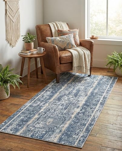 Rugs.com Oregon Collection Rug – 4' x 6' Blue Low-Pile Rug Perfect for Living Rooms, Large Dining Rooms, Open Floorplans - color: Blue 2, size: 4' x 6' (Rectangular)