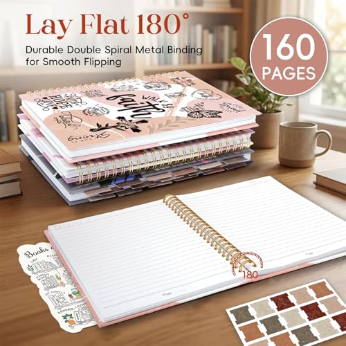 XKDOUS Hardcover Spiral Notebook with Tabs and Bible Tracker, College Ruled Notebook Journal, Church Notes Journal for Women, Bible Journal, Blank Notebooks for Work School Note taking, Pink - color: Pink