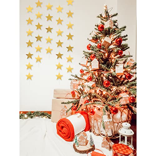 Yzurbu 130ft Gold Star Garland, 10 Strings Double Side Hanging Sparkly Paper Star Banner Decorations for Birthday Wedding Bachelor Baby Shower Christmas Bachelorette Party - size: Gold - 130 Feet