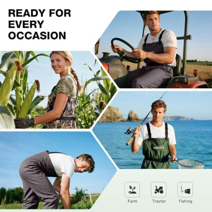 Lekesky Fly Fishing Chest Waders with Boots for Men Women, US Sizes 5–14,2-Ply Nylon/Pvc Waterproof Waders - color: Brown, size: M9/W11