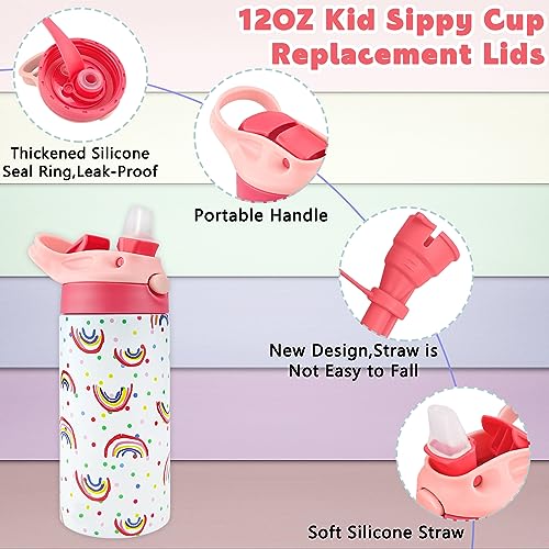 12oz Replacement Lid with 2 Straw for Kid Tumbler,Leak-Proof and Spill-Proof Straw Lids for ZONEGRACE Mocaru,BPA Free,Inner Diameter2.4IN (Pink, 1 Pack) - color: Pink