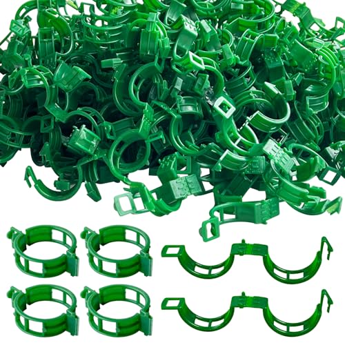 OJYUDD 200 Pcs Plant Support Clips,Plastic Plant Clips for Climbing Plants,Garden Vine Clips for Tomato,Grape,Cucumber,Vegetables (Green) - color: Green, size: 200 Pcs