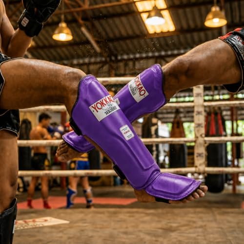 YOKKAO Matrix Muay Thai Kickboxing MMA Shin Guards with Knee Guards - color: Flash Purple, size: Medium