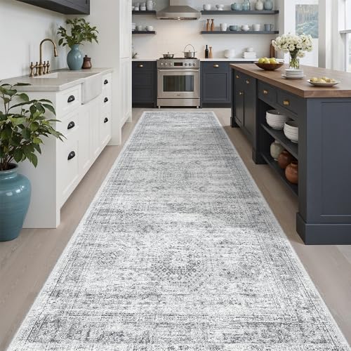 Soalmost Washable Hallway Runner Rug 3x10 Kitchen Entry Rugs Non-Slip, Grey - color: Grey, size: 3' x 10' (Runner)