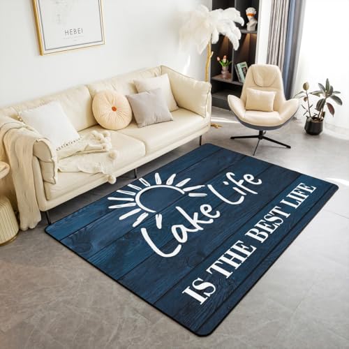 jejeloiu Lake Rules Welcome Area Rug Bedroom Living Room 3x5 - color: Multi 08, size: 3'3" x 5'