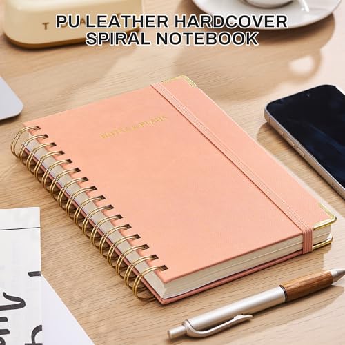 Ovesmusl Undated Daily Planner - 126 Days Hourly Schedule & To Do List - A5 PU Leather Hardcover Spiral Notebook planner with stickers, Metal Corner Protectors & Back Pocket for Work & School, Pink - style: Pink