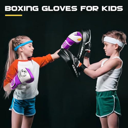 CKE Kids Boxing Gloves for Kids Boys Girls Junior Youth Toddlers Age 5-12 Years Training Boxing Gloves for Punching Bag Kickboxing Muay Thai - color: Purple