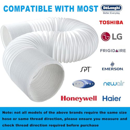 2 Pack 5.9 Inch Portable Air Conditioner Hose with Coupler Exhaust Vent AC Hose Connector with Tube Connector Total 118" Length Counter-Clockwise Thread Universal Replacement Hose/Coupler