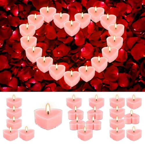 50Pcs Valentines Day Tealight Candles Rose Scented in Clear Cup - size: 50pack Rose