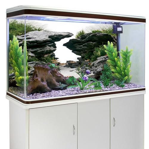 AWERT 72x24 inches Viewing Stone Fish Tank Background River Bed & Lake Aquarium Background Seaweed Aquarium Vinyl Background - size: 72x24in/180x60cm