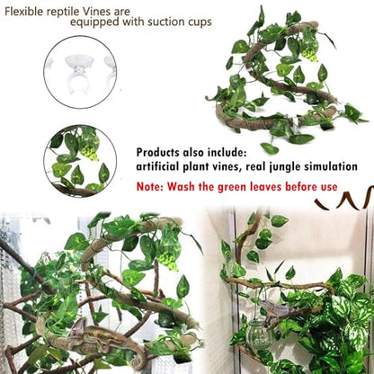 Hamiledyi Reptile Driftwood Decoration Natural Coral Driftwood Branches for Aquarium Reptiles Trunk Log Ornament Bendable Jungle Climbing Vines Decor for Bearded Dragon Lizad Amphibian Fish Tank