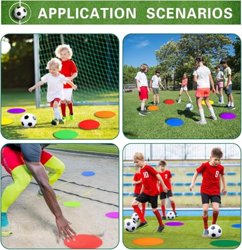Poly Spot Markers 4 inch/9 inch Non-Slip Rubber Agility Training Markers Floor Dots Flat Field Cones for Football, Soccer, Basketball, School Exercise Drills, Dance Practice - style: 9 inch 30 Pcs (TPE)