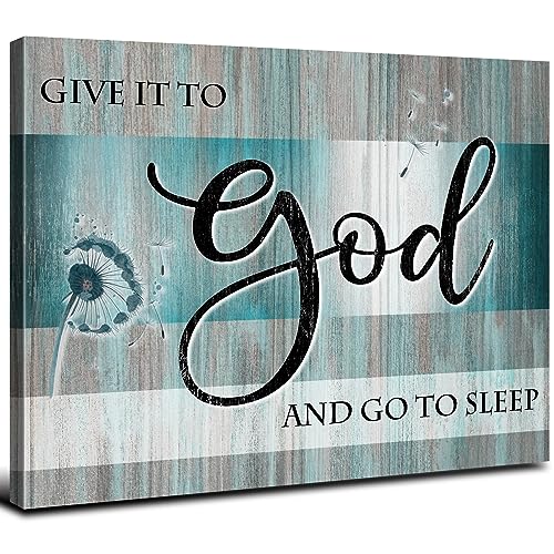 Christian Canvas Wall Art Bible Verses Wall Decor Teal Bedroom Picture Rustic Dandelion Canvas Prints Religious Painting Poster Inspirational Signs Artwork for Living Room Bathroom Home Decoration - color: Christian, size: 16"L x 12"W