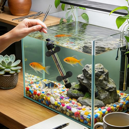16 Pack Aquarium Heater Suction Cups with Clips，Clip Heavy Duty Black Standard Heating Rod Holders Clamps with 1.2 Inch Clips for Aquarium and Fish Tanks Heater (Double-Headed)