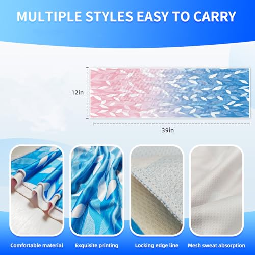Cooling Sports Towel 39"X11.8" Cold Feeling Towel for Gym Fitness Running Yoga Microfiber Soft Quick Drying Breathable Lightweight Camping Towel Summer Hiking Climbing Workout Essentials(Blue&Pink) - color: Blue&pink