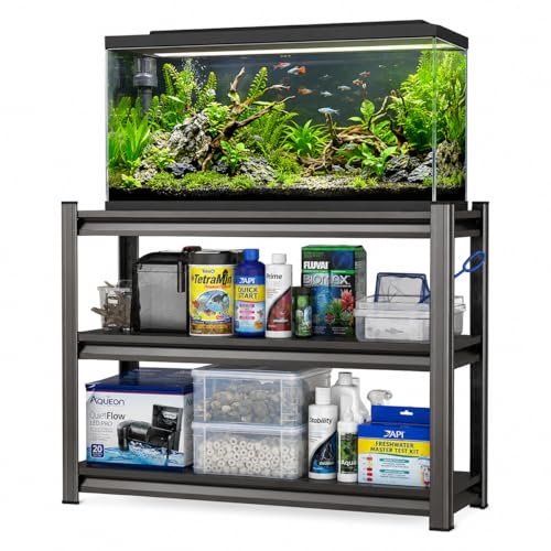 Aquarium Stand 1200 LBS Fish Tank Stand Heavy Duty Adjustable Shelf | Metal Aquarium Shelving With Adjustable Storage Tiers for Turtle Tanks, Reptile Terrariums and Pet Supplies Organization - size: 3-TIER 31.5"H×39.4"W×13.8"D