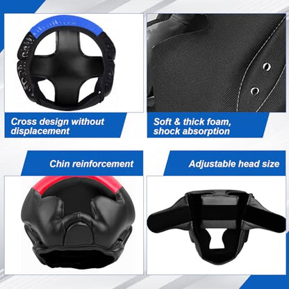 2 Pack & 1 Pack Boxing Headgear - Sparring Safety Head Guard for MMA, Kickboxing, Muay Thai, Boxing - Men, Women, Kids - color: Red & Blue, size: Large-X-Large