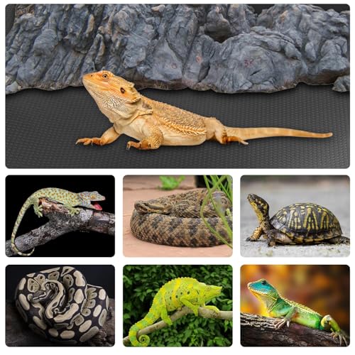 120 Gallon Reptile Terrarium Mat, Bearded Dragon Liner for 4x2x2 Enclosure | Bearded Dragon Tank Accessories 24 inch X 144 inch, Reptile Flooring Substrate Carpet Bedding for Leopard Gecko,Lizard, Black - size: 24 X 144 inches