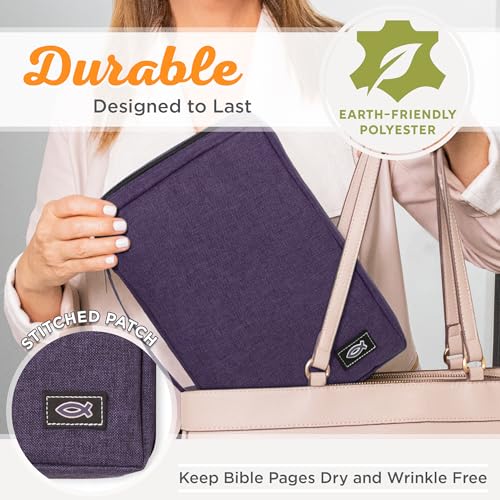 Christian Art Gifts Poly-Canvas Value Bible Cover for Men/Women's, Jesus Fish, Purple Canvas, Small - color: Purple/Jesus Fish, size: Small