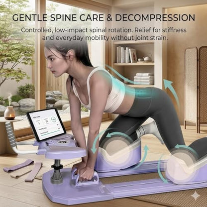 Crawling Training Machine Spine Twist & Stretch Trainer Effective Waist & Spine Workout, 3 Adjustable Height LED Counter 230kg Capacity,Detachable,for Full-Body Workout