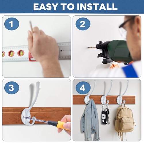 Wall Hooks for Hanging, 20-Pack Heavy Duty Metal Coat Hooks, for Living Room, Bathroom, Kitchen, Bedroom for Towel, Hat, Key, Closet, Bag (White) - color: 20pack-White