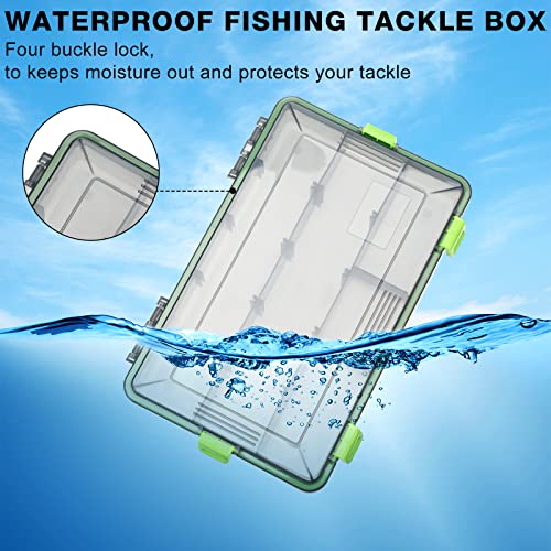 Ramede 6 Pcs Fishing Tackle Boxes Waterproof Airtight Plastic Tackle Box Organizer Transparent Fishing Tackle Storage with Adjustable Dividers for Terminal Tackle Lure Bait Hook(Small) - size: Small
