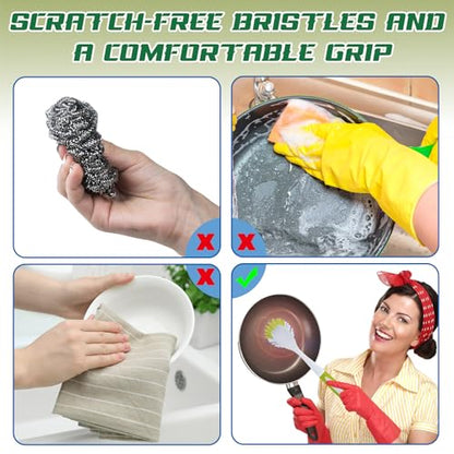 Hsei 20 Pcs Light Green Kitchen Scrub Dish Brush Bulk with 11 Inch Anti Slip Handle Cleaning Dish Scrubber with Stiff Bristles Washing Scrub Brushes for Housekeeping for Pots and Pans, Kitchen Sink - color: Greenyellow