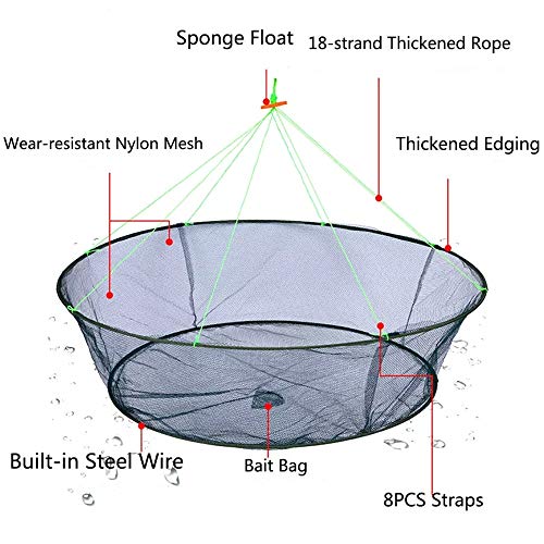 Persei Foldable Fishing Net Hand Casting Cage Crab Net for Fish Shrimp Minnow Crayfish Crab - color: Big 39.4inch/100cm