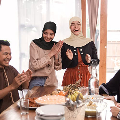 4 Pieces Modal Hijab Cap Adjustable Muslim Stretchy Turban Full Cover Shawl Cap Full Neck Coverage for Lady - color: Black, White, Dark Brown, Beige