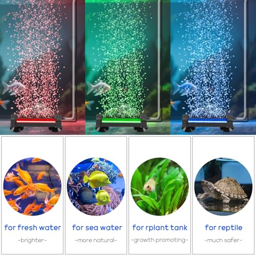 Fish Tank Bubbler Light for Aquarium: 2-in-1 Aquarium Grow Light with APP & Remote Control for Aquatic Pet Enthusiasts - RGB Changing Fish Lamp for 2-5 Gollon Freshwater Saltwater Tank Decor - size: 5.3 inch Bubbler