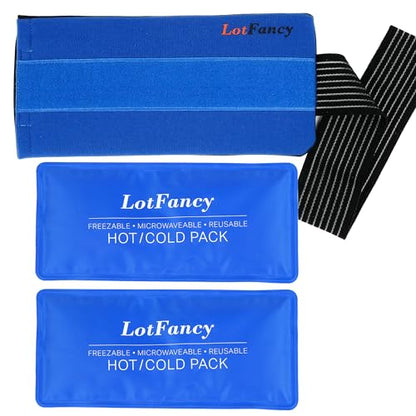LotFancy Ice Packs for Injuries Reusable, 2 Gel Packs Wrap for Knee Head Neck Ankle Wrist Elbow Foot Legs Back Joint Pain Relief, Hot Cold Therapy for Surgery Recovery, First Aid - style: 11x5in(2 Packs with Wrap)