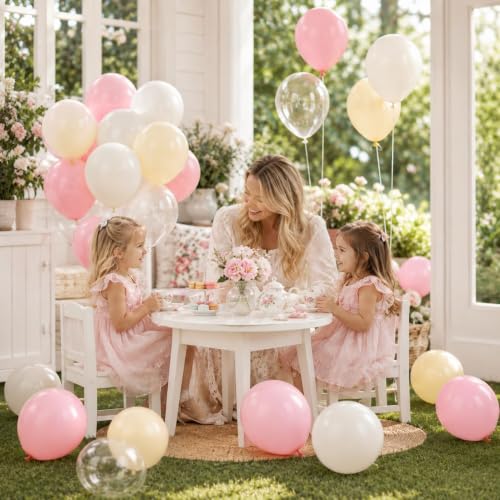 Pink and Yellow Balloons, 12 Inch Pastel Balloon for Bridal Baby Shower - color: Pink Yellow