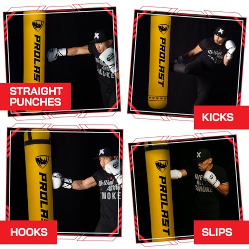 Heavy Punching Kicking Bag for Adults, Boxing, MMA, Martial Arts, Muay Thai, Strength Training Equipment, Filled/Unfilled, 6ft, 150 lbs, Special Edition Logo - color: Yellow / Black, size: Filled