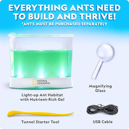 National Geographic Ant Habitat Kit - Light-Up Ant Terrarium with Built-in Magnifiers, Tunnel Starter Tool & More, Ant Activities for Kids, Ant Home, Ant Colony, Ant Habitat, Ant House for Kids - style: Ant Habitat