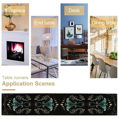 Beautiful Moth Table Runner, Moon Phase Plant Mushroom Butterfly Gothic Witchy Celestial Boho Table Runner for Home Kitchen Dining Patio Holiday Party 13x36in - color: Moth-1, size: W13''xL36''