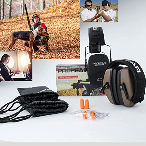 PROHEAR 016 Shooting Ear Protection Earmuffs 2 Pack, NRR 26dB for Gun Range, Hunting -Black and Brown - color: Black+brown