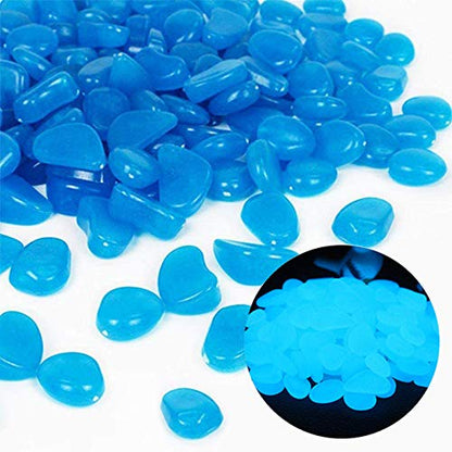 Oubest Fish Tank Rocks Glow Blue/Glow in The Dark Pebbles for Garden/Fish Tank/Aquarium/Plant Pots/Bonsai Walkway/Driveway 200pcs - color: blue