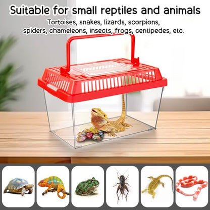 12Pcs Plastic Reptile Terrariums Carrier Cage, Tarantula Enclosure Snake Breeding Box Hatching Container Transparent Fish Tank Turtle Aquarium with Random Color Lid for Shrimp, S(5.9" x 3.5" x 4.3") - size: S