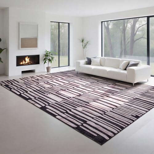 8x10 Moroccan Retro Washable Area Rugs for Living Room,Bedroom,Dining Room - color: Black-milky White-light Brown, size: 8' x 10' (Rectangular)