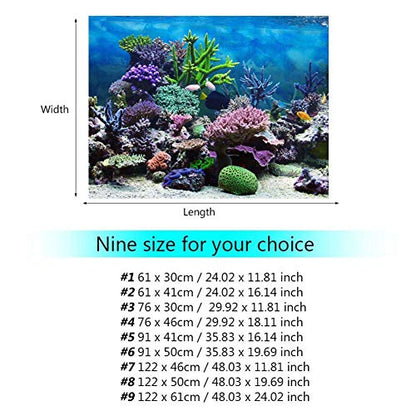 Aquarium Background Fish Decorations Pictures PVC Adhesive Poster Underwater Backdrop Decoration Paper Cling Decals Sticker(91 * 41cm) - size: 91*41cm