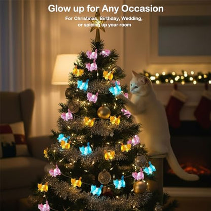 30 LED Cat String Lights 10ft Battery Powered Kitty Fairy Lights for Bedroom, Party, Christmas Decor - style: Cat