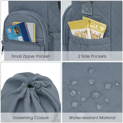 sportsnew 40oz Insulated Crossbody Water Bottle Bag Gym Hiking Phone Pocket | Water-resistant Lining, Padded Strap, Top Handle, Drawstring, Phone Pocket, Elastic Slots, Built-In Key Clip for Gym Walking - color: Quilt Blue