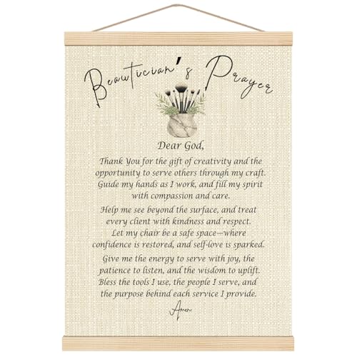 Boat Wades Christian Beautician's Prayer Wall Art Poster Hanger Frame, Beautician Cosmetologist Gifts for Women, Inspirational Prayer Wall Decor for Spa Beauty Salon Facial Room, 12x16 Inch - color: Beautician's