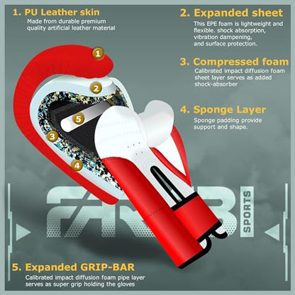 Kids Boxing Gloves for 3-10 Years 4 oz Youth Boxing Gloves Junior Punching Gloves MMA Muay Thai Boys and Girls Training Gloves - color: Red/White